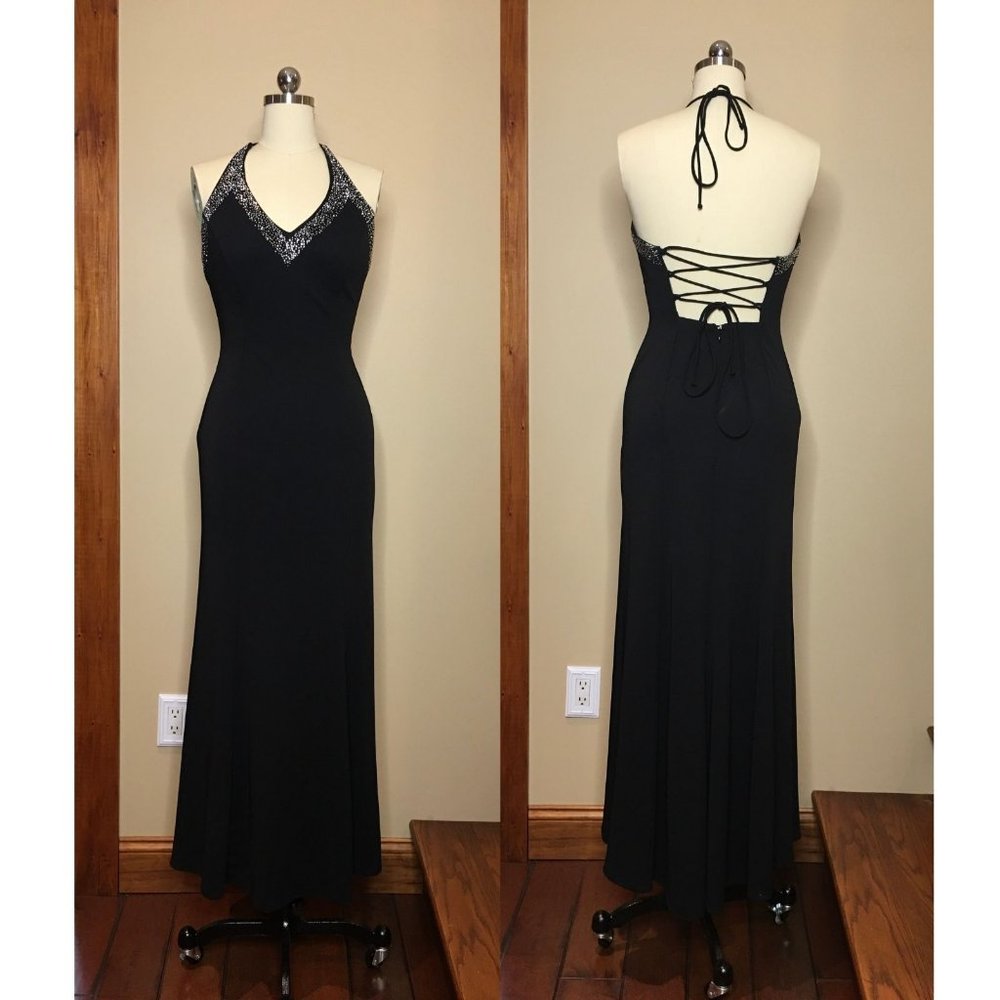 Blondie Nites Black Beaded Gown Size 5